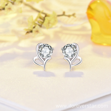 2022 Sterling Silver Heart Charm 925 Stud Earrings